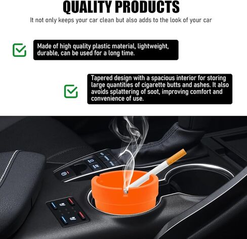Car Ashtray Container, Cigarette Self-Extinguishing Auto Cup Ash Holder, Portable Custom Plastic Smokeless Bucket Ashtray for Most Vehicles, Universal Car Accessoires (Blue) in Kuwait