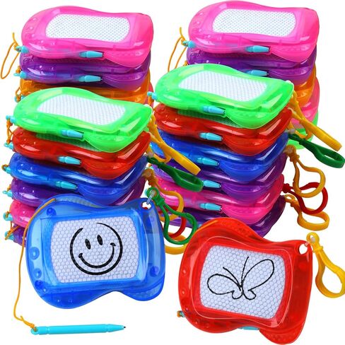 12 Pack Mini Magnetic Drawing Board for Kids, Small Magnetic Doodle Board Set Backpack Keychain Clip Drawing Board, Erasable Sketch and Painting Pad for Party Favor, Boys and Girls(6 Colors) in Saudi Arabia
