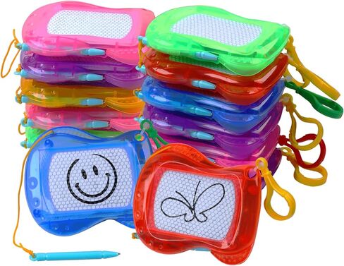 12 Pack Mini Magnetic Drawing Board for Kids, Small Magnetic Doodle Board Set Backpack Keychain Clip Drawing Board, Erasable Sketch and Painting Pad for Party Favor, Boys and Girls(6 Colors) in Saudi Arabia