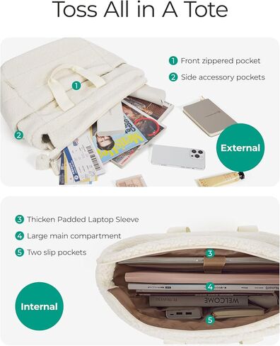 BAGSMART Plush Tote Bag for Women, Fluffy Top Handle Bags with Zipper, Winter Cute Tote Handbag with Compartment in Saudi Arabia