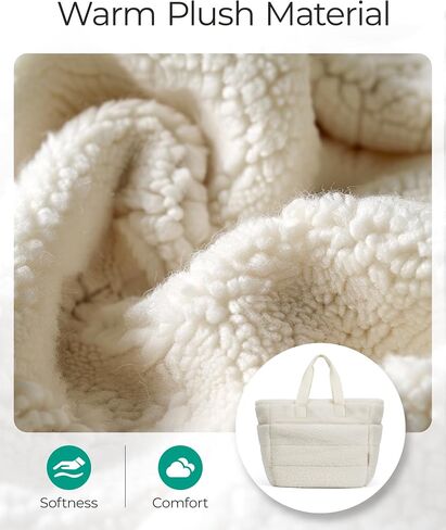 BAGSMART Plush Tote Bag for Women, Fluffy Top Handle Bags with Zipper, Winter Cute Tote Handbag with Compartment in Saudi Arabia