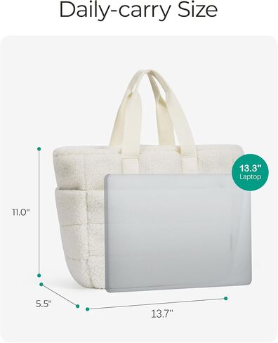 BAGSMART Plush Tote Bag for Women, Fluffy Top Handle Bags with Zipper, Winter Cute Tote Handbag with Compartment in Saudi Arabia