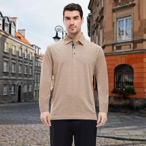 VEBOON Men's Polo Shirts Long and Short Sleeve Cotton Blend Heather Moisture Wicking Casual Collared Shirts in Saudi Arabia