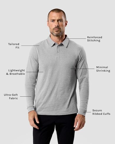 INTO THE AM قمصان بولو بأكمام طويلة للرجال مقاس S - 4XL قميص عمل كاجوال بياقة من القطن وأكمام طويلة in Kuwait