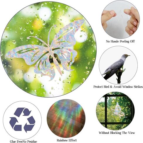 45PCS Halloween Bat Decoration Stickers Window Decals for Bird Strikes - Anti-Collision Window Decals to Save Birds from Window Collisions,Non Adhesive Reusable Vinyl Rainbow Window Stickers in Saudi Arabia