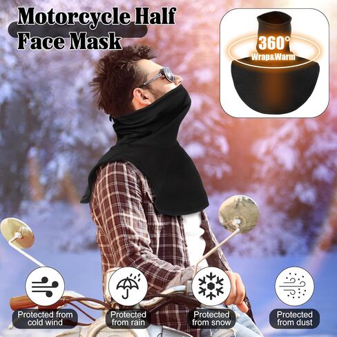 JaGely 2 PCS Motorcycle Neck Warmer Black Motorcycle Half Face Mask Ski Mask Neck Gaiter Winter Face Cover Scarf Windproof Neck Warmer for Men Women Cycling Skiing Fishing Hiking in Saudi Arabia