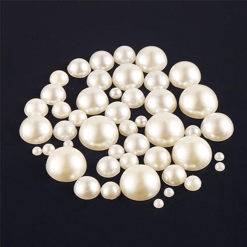 DECORA 500pcs Ivory Flat Back Cabochons Half-round Pearl for Wedding Decoration Assorted Sizes in Saudi Arabia