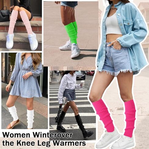 Buauty Leg Warmers for Women 80s 90s Outfit Fashion Neon Ribbed Leg Socks Fashion Y2k Neon Accessories Sports Yoga (2 Pairs) in Saudi Arabia