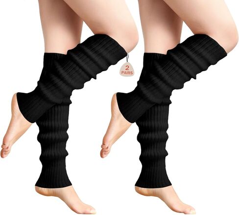 Buauty Leg Warmers for Women 80s 90s Outfit Fashion Neon Ribbed Leg Socks Fashion Y2k Neon Accessories Sports Yoga (2 Pairs) in Saudi Arabia