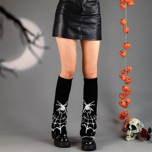 CanB Y2k Leg Warmers Halloween Leg Warmers Spider Knit Socks Cosplay Leg Cover Stockings Two Side Wear Gothic Leg Warmers in Kuwait
