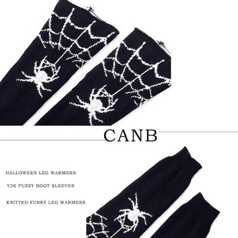 CanB Y2k Leg Warmers Halloween Leg Warmers Spider Knit Socks Cosplay Leg Cover Stockings Two Side Wear Gothic Leg Warmers in Kuwait