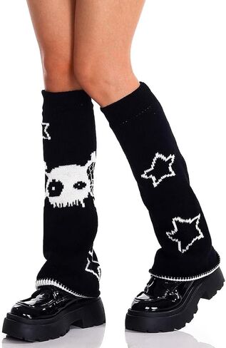 CanB Y2k Leg Warmers Halloween Leg Warmers Spider Knit Socks Cosplay Leg Cover Stockings Two Side Wear Gothic Leg Warmers in Saudi Arabia