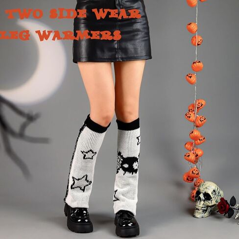 CanB Y2k Leg Warmers Halloween Leg Warmers Spider Knit Socks Cosplay Leg Cover Stockings Two Side Wear Gothic Leg Warmers in Kuwait