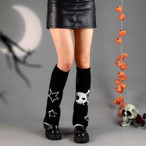 CanB Y2k Leg Warmers Halloween Leg Warmers Spider Knit Socks Cosplay Leg Cover Stockings Two Side Wear Gothic Leg Warmers in Kuwait