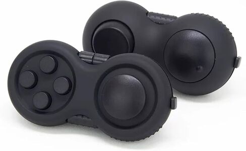 Portable Multi-Functional Fidget Pad - Stress Relief and Focus Toy for Anxiety, ADHD & Autism, Handheld Sensory Gadget with 8 Features, Perfect for Kids & Adults - Includes Lanyard (Black and Red) in Saudi Arabia