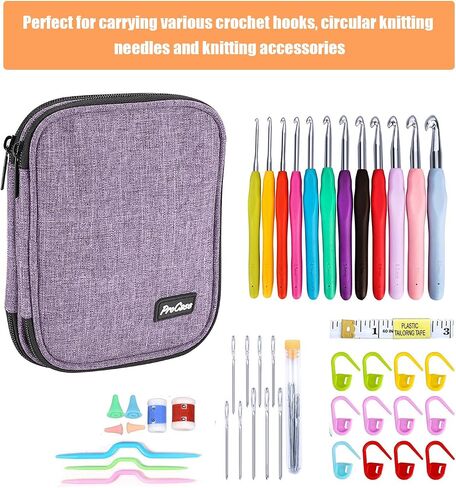 ProCase Crochet Hook Case (up to 6.5 Inches), Travel Organizer Zipper Bag for Various Crochet Hooks, Circular Knitting Needles and Other Accessories (NO Accessories Included) in Kuwait