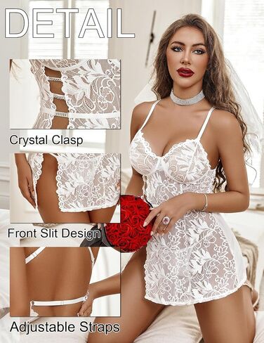 Avidlove Womens Lingerie Lace Babydoll Lingerie for Women Cute Dress with Thongs Chemise Nightwear Sleepwear in Saudi Arabia