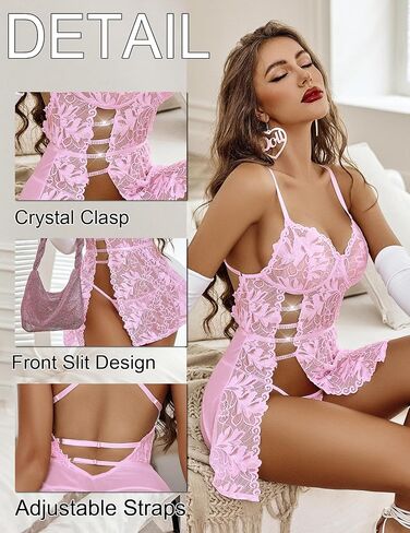 Avidlove Womens Lingerie Lace Babydoll Lingerie for Women Cute Dress with Thongs Chemise Nightwear Sleepwear in Saudi Arabia
