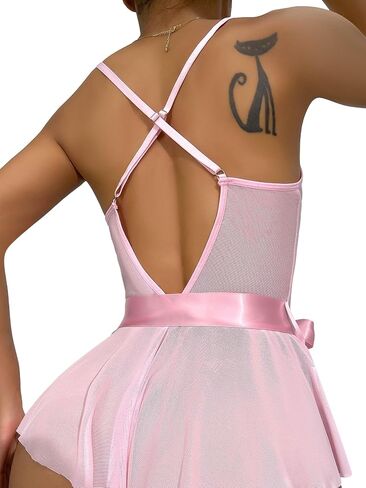 Lilosy حزام مثير الأزهار الدانتيل شبكة الملابس الداخلية Babydoll ملابس النوم رومبير in Saudi Arabia