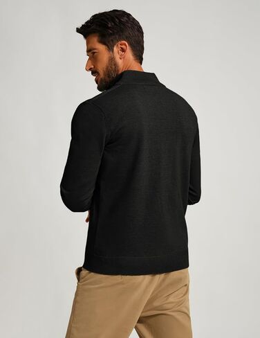 PJ PAUL JONES Mens Quarter Zip Sweaters Casual Polo Pullover Sweaters Knitted Slim Fit Mock Neck Pullovers in Saudi Arabia