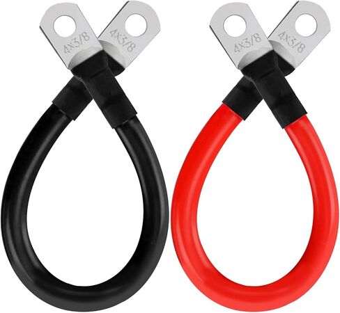 4 AWG Battery Cables with 3/8"Lugs Terminals, 18 inch Battery Power Inverter Cables Set, Gauge Power Inverter Cables, Pure Copper Battery Inverter Cables for Solar, RV, Auto, Marine Car in Saudi Arabia