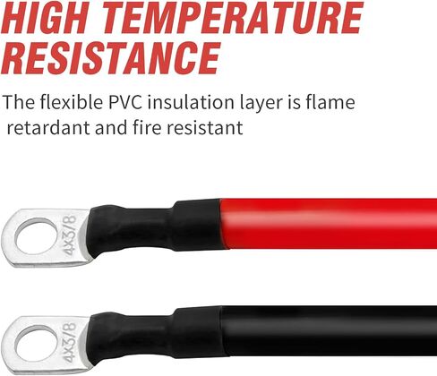 4 AWG Battery Cables with 3/8"Lugs Terminals, 18 inch Battery Power Inverter Cables Set, Gauge Power Inverter Cables, Pure Copper Battery Inverter Cables for Solar, RV, Auto, Marine Car in Saudi Arabia