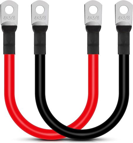 4 AWG Battery Cables with 3/8"Lugs Terminals, 18 inch Battery Power Inverter Cables Set, Gauge Power Inverter Cables, Pure Copper Battery Inverter Cables for Solar, RV, Auto, Marine Car in Saudi Arabia