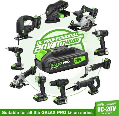 GALAX PRO Impact Driver 20 V Lithium Ion 1/4 "Hex Wireless Driver مع ضوء عمل LED، 6 قطع مفك براغي، سرعة متغيرة (0-2800 دورة في الدقيقة) - بطارية 1.3 أمبير وشاحن متضمن in Saudi Arabia