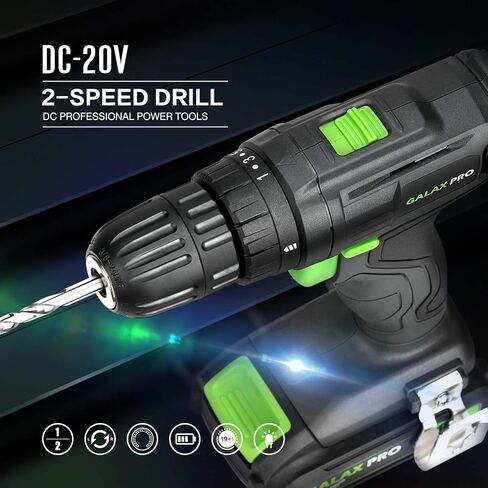 GALAX PRO Impact Driver 20 V Lithium Ion 1/4 "Hex Wireless Driver مع ضوء عمل LED، 6 قطع مفك براغي، سرعة متغيرة (0-2800 دورة في الدقيقة) - بطارية 1.3 أمبير وشاحن متضمن in Saudi Arabia