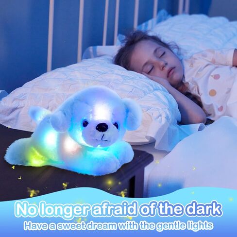 Glow Guards 14 بوصة موسيقية تضيء الدب القطبي المحشو بالحيوانات LED تغني لعبة قطيفة ناعمة مع أضواء ليلية بألوان قوس قزح تتوهج في عيد ميلاد الأطفال المظلم للأطفال الصغار in Kuwait