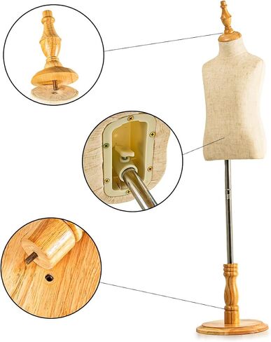 Kids Mannequin Mannequin Child Display Body Bust Forms Child Dress Form with Wood Stand for Clothing Dress Jewelry Display (4 Years Old) in Saudi Arabia