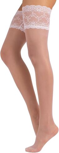 CALZITALY THIGH HIGH PANTYHOSE | WIDE LACE TOP | BRIDAL PANTYHOSE | IVORY, WHITE, SKIN | 15 DEN | S, M/L | ITALIAN HOSIERY in Saudi Arabia