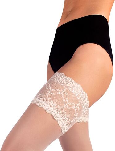 CALZITALY THIGH HIGH PANTYHOSE | WIDE LACE TOP | BRIDAL PANTYHOSE | IVORY, WHITE, SKIN | 15 DEN | S, M/L | ITALIAN HOSIERY in Saudi Arabia