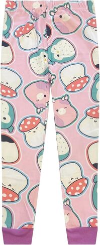 Squishmallows 4 Piece Pajama Set - Girls PJ Set with Long Sleeve Shirt & Pants - Pink Sleepwear Set - Official License in Saudi Arabia