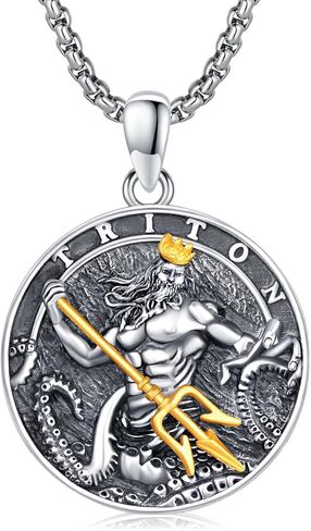 Poseidon Necklace 925 Sterling SIlver Amulet Medal Jewelry Pendant Necklaces for Men Women Friends Birthday Holiday Anniversary Christmas in Saudi Arabia