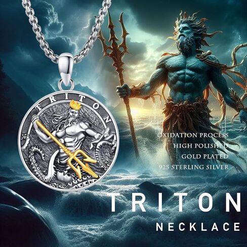 Poseidon Necklace 925 Sterling SIlver Amulet Medal Jewelry Pendant Necklaces for Men Women Friends Birthday Holiday Anniversary Christmas in Saudi Arabia