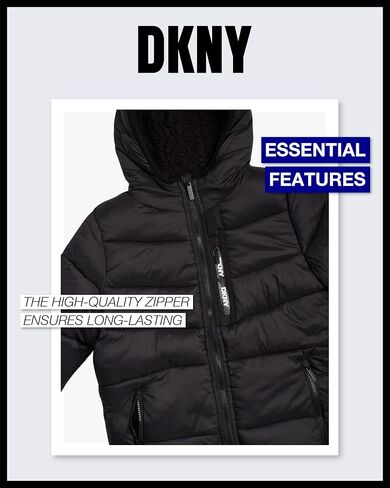 DKNY Boys' Puffer Jacket - Full Zip Up Hooded Reversible Puffer to Sherpa Winter Jacket - Heavyweight Jackets for Boys (8-20) in Saudi Arabia