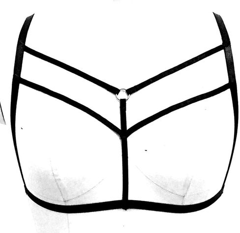Women Punk Harness tops Bra Elastic Strappy Plus Size Bra Goth Rave Dance costumes in Kuwait