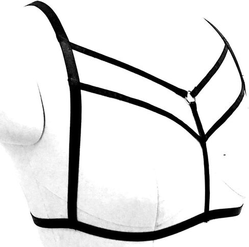 Women Punk Harness tops Bra Elastic Strappy Plus Size Bra Goth Rave Dance costumes in Kuwait