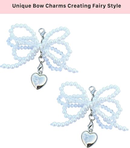 Lopau Pearl Bowknot Shoe Charms for Sneakers Shoelaces Decorations Clips Beaded Chain Buckle for Women Girl DIY Casual Shoe Lace Charms Accessories in Kuwait