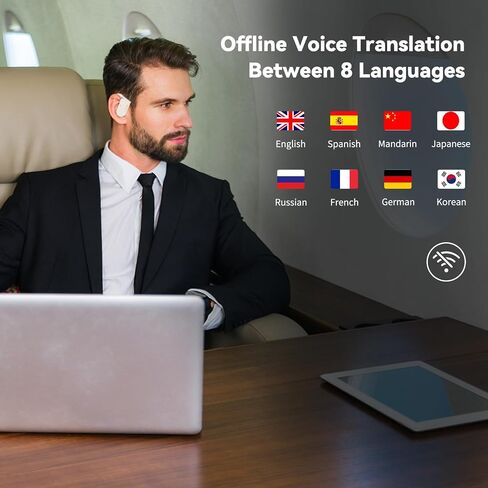 سماعات أذن Wooask Translation Earbuds M9، جهاز مترجم اللغة، سماعات أذن مفتوحة للترجمة، ترجمة فورية عالية الدقة بنسبة 98% في ثانية واحدة، تدعم 144 لغة ولهجة (مع حزمة غير متصلة بالإنترنت) in Kuwait