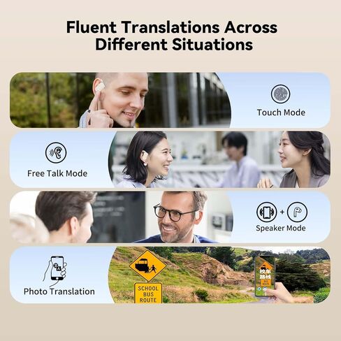 سماعات أذن Wooask Translation Earbuds M9، جهاز مترجم اللغة، سماعات أذن مفتوحة للترجمة، ترجمة فورية عالية الدقة بنسبة 98% في ثانية واحدة، تدعم 144 لغة ولهجة (مع حزمة غير متصلة بالإنترنت) in Kuwait