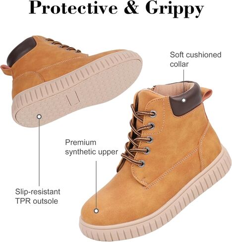 Tobfis Kids Zipper Ankle Boots Kids Sneaker with Boot-Like High Top Design for Boys & Girls(Toddler/Little Kid/Big Kid) in Saudi Arabia