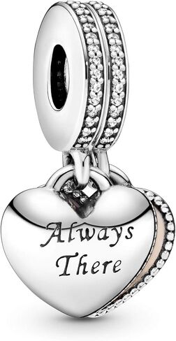 Pandora Always There Heart Dangle Charm - أساور لحظات متوافقة - مجوهرات للنساء - هدية للنساء - مصنوعة من الفضة الاسترليني والزركونيا المكعبة والمينا، مع صندوق هدايا in Saudi Arabia