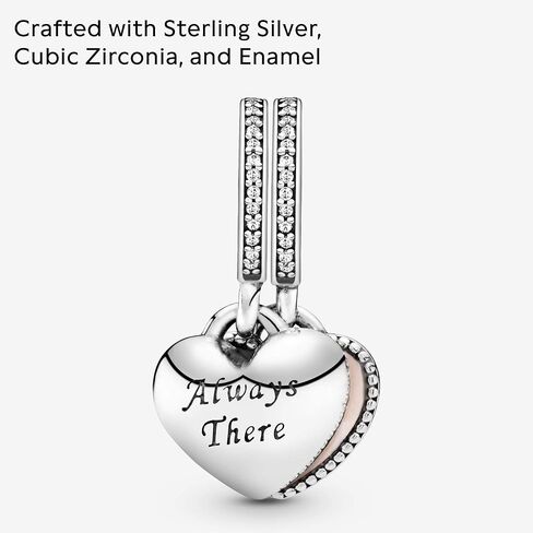 Pandora Always There Heart Dangle Charm - أساور لحظات متوافقة - مجوهرات للنساء - هدية للنساء - مصنوعة من الفضة الاسترليني والزركونيا المكعبة والمينا، مع صندوق هدايا in Saudi Arabia