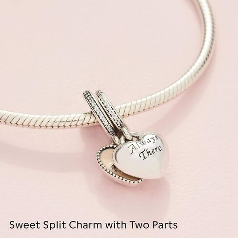 Pandora Always There Heart Dangle Charm - أساور لحظات متوافقة - مجوهرات للنساء - هدية للنساء - مصنوعة من الفضة الاسترليني والزركونيا المكعبة والمينا، مع صندوق هدايا in Saudi Arabia