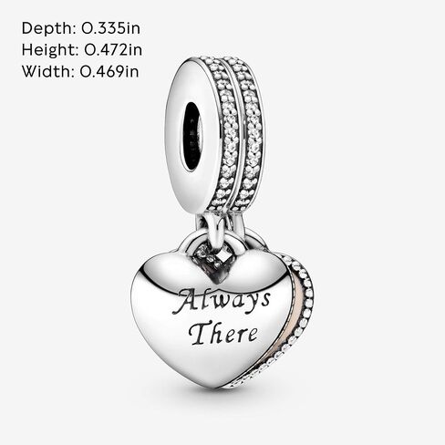 Pandora Always There Heart Dangle Charm - أساور لحظات متوافقة - مجوهرات للنساء - هدية للنساء - مصنوعة من الفضة الاسترليني والزركونيا المكعبة والمينا، مع صندوق هدايا in Saudi Arabia