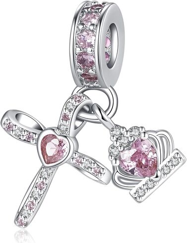 Silver Cross Birthstones Charm Fit for Pandora Charms Bracelet Crown Dangle Charms Beads Birthday Jewelry Gifts for Women in Saudi Arabia