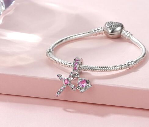 Silver Cross Birthstones Charm Fit for Pandora Charms Bracelet Crown Dangle Charms Beads Birthday Jewelry Gifts for Women in Saudi Arabia