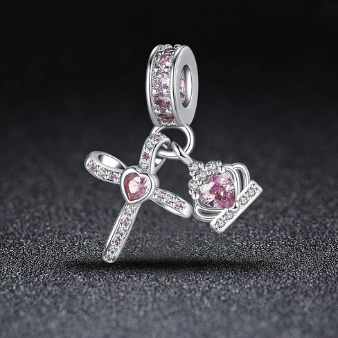 Silver Cross Birthstones Charm Fit for Pandora Charms Bracelet Crown Dangle Charms Beads Birthday Jewelry Gifts for Women in Saudi Arabia